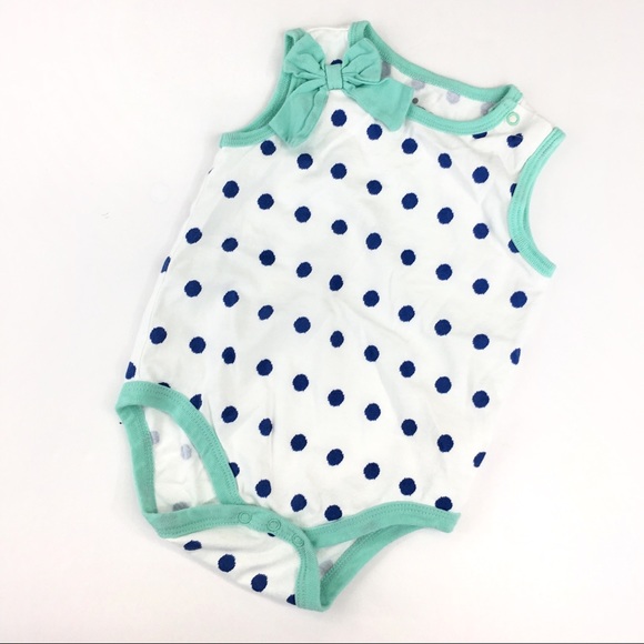 EUC Circo White w/Blue Polka Dots Onesie - Sz 6-9m - Picture 1 of 6